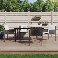 Set Pranzo da Giardino 5pz con Cuscini in Polyrattan e Acciaio 3187057
