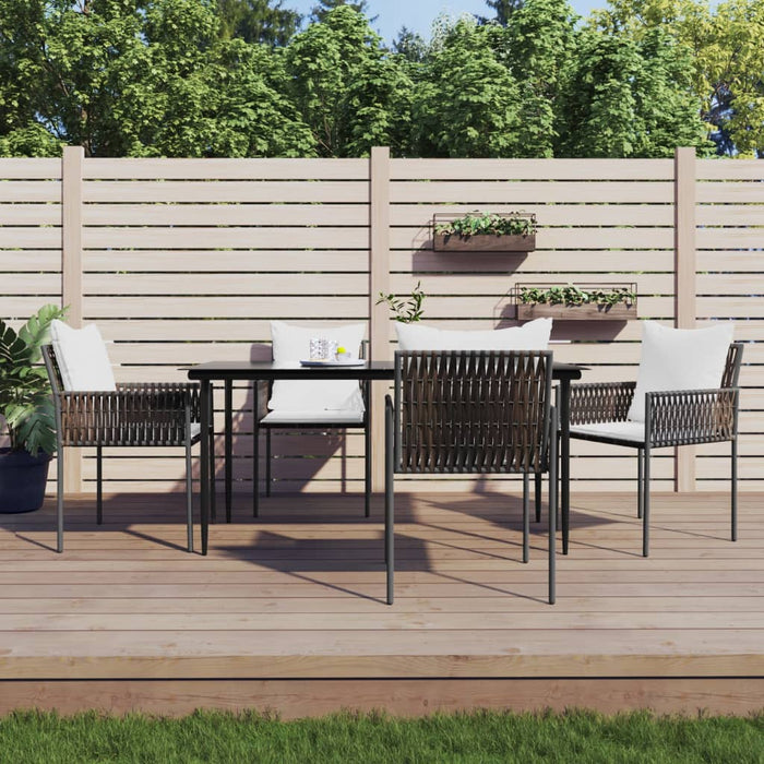 Set Pranzo da Giardino 5pz con Cuscini in Polyrattan e Acciaio 3187057