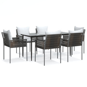 Set Pranzo da Giardino 7 pz con Cuscini in Polyrattan e Acciaio 3187058