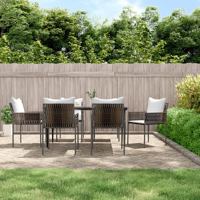 Set Pranzo da Giardino 7 pz con Cuscini in Polyrattan e Acciaio 3187058