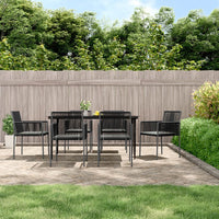 Set Pranzo Giardino 7 pz con Cuscini Polyrattan e Acciaio Nero 3187070