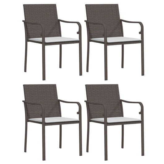 Sedie da Giardino con Cuscini 4pz Marroni 56x59x84cm Polyrattan 3187073