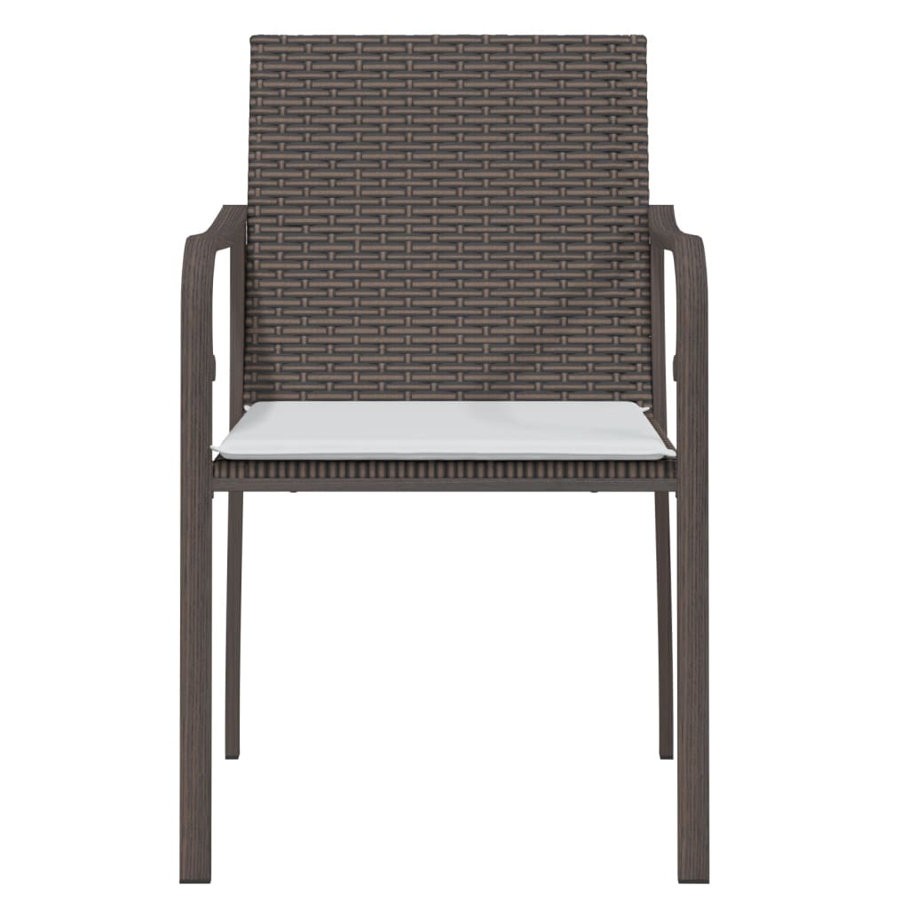 Sedie da Giardino con Cuscini 4pz Marroni 56x59x84cm Polyrattan 3187073