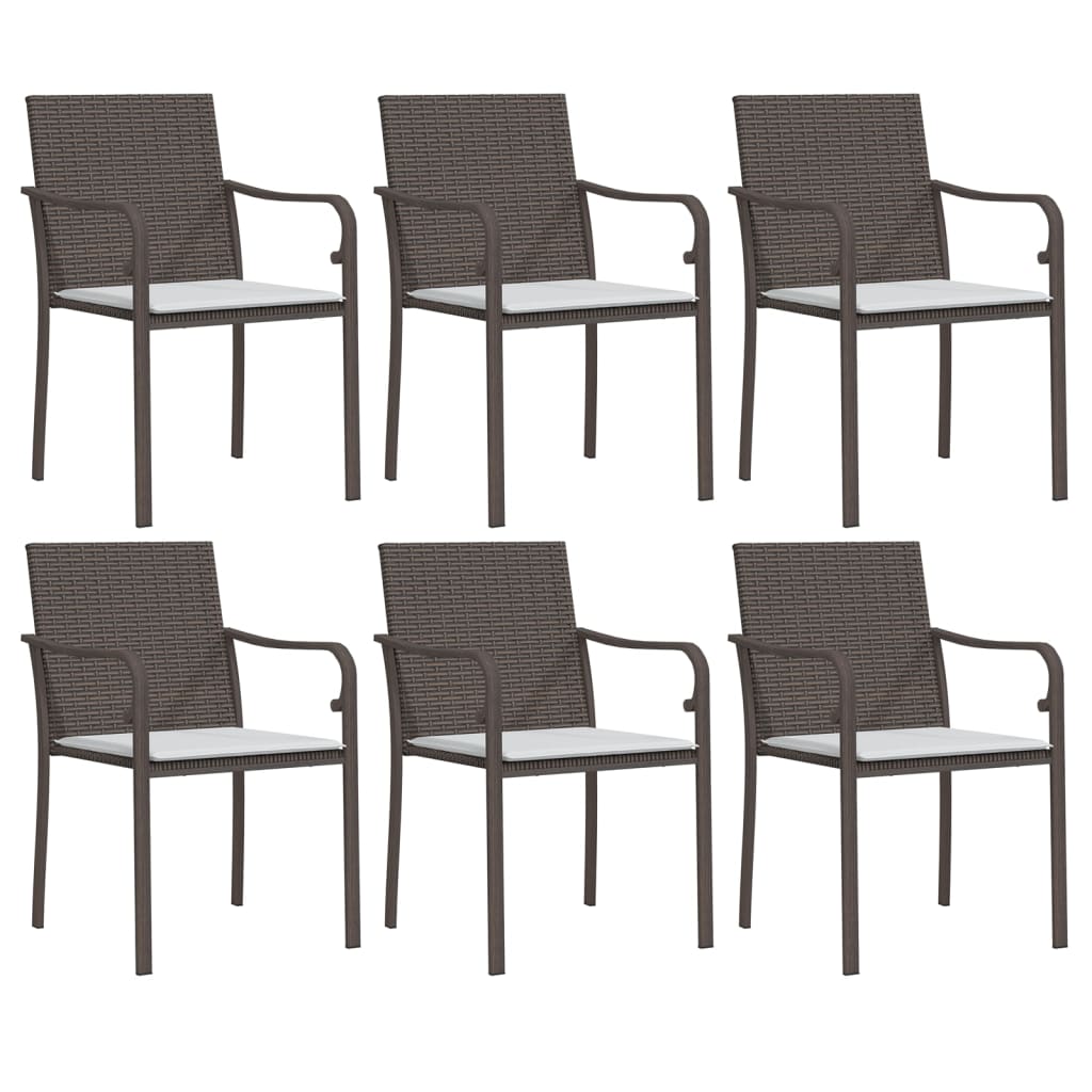 Sedie da Giardino con Cuscini 6pz Marroni 56x59x84cm Polyrattan 3187074