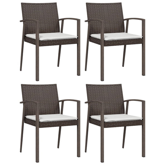 Sedie Giardino con Cuscini 4pz Marroni 56,5x57x83 cm Polyrattan 3187077