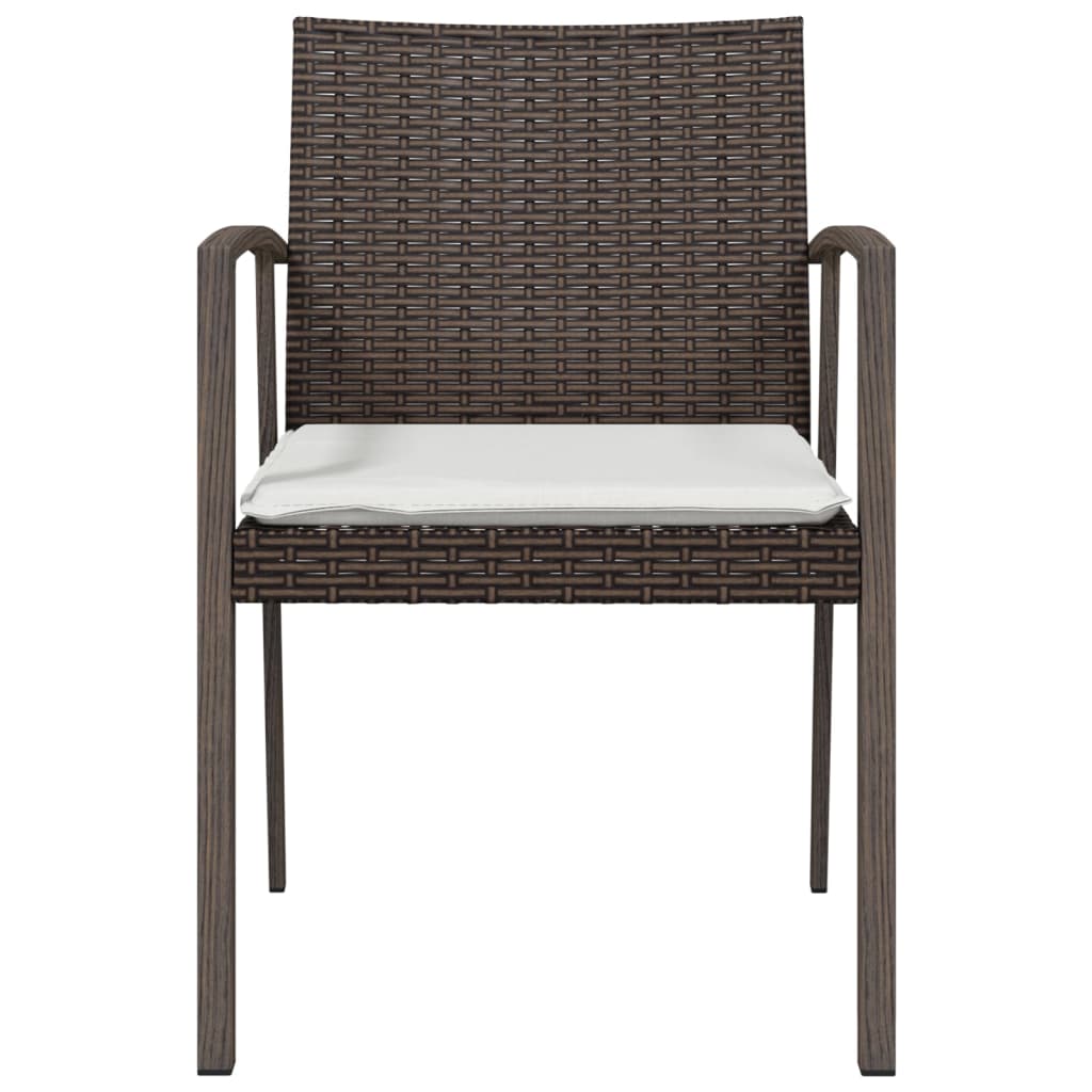 Sedie Giardino con Cuscini 4pz Marroni 56,5x57x83 cm Polyrattan 3187077