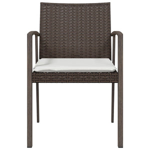 Sedie Giardino con Cuscini 4pz Marroni 56,5x57x83 cm Polyrattan 3187077