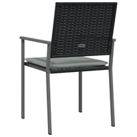 Sedie da Giardino con Cuscini 4pz Nere 54x62,5x89 cm Polyrattan 3187081