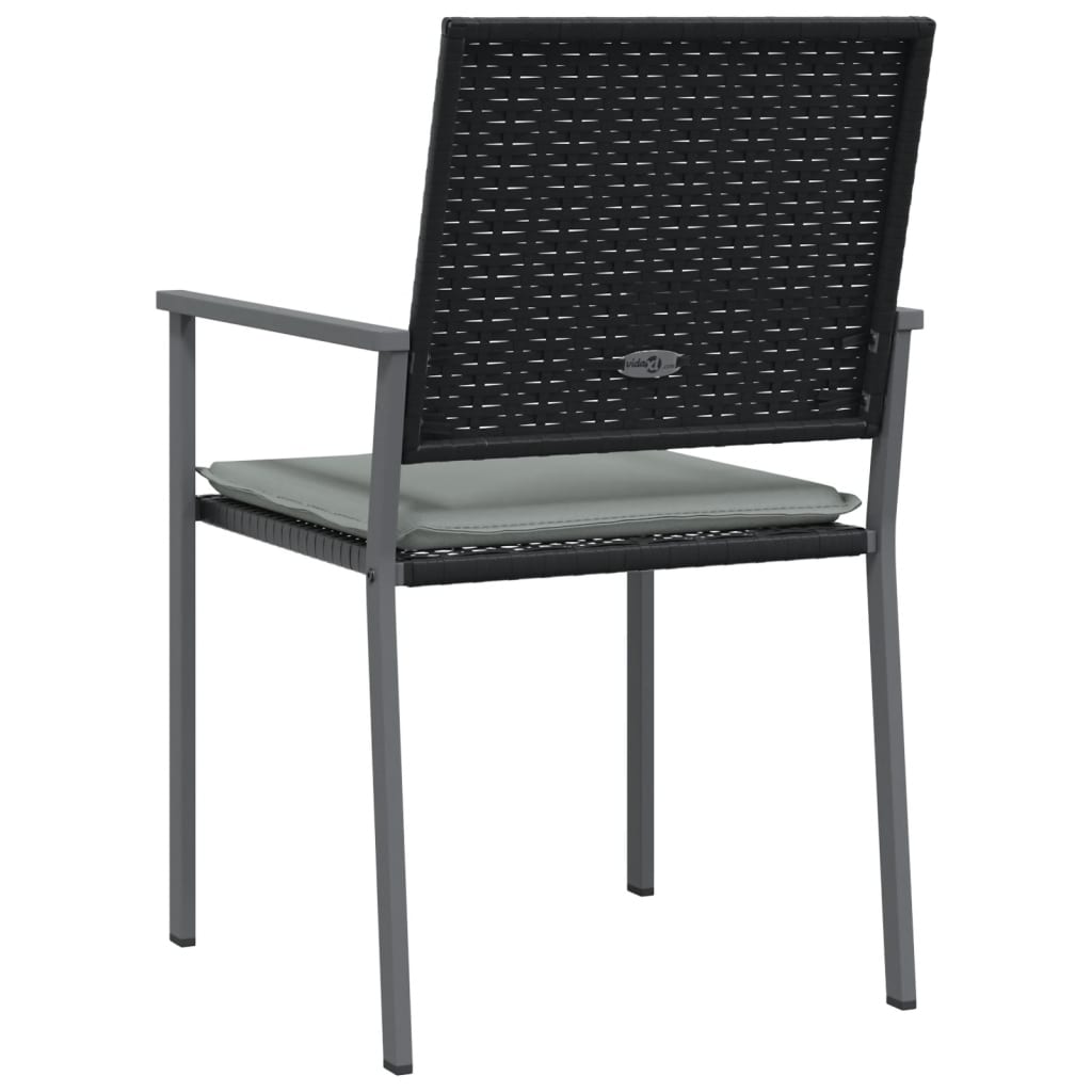 Sedie da Giardino con Cuscini 4pz Nere 54x62,5x89 cm Polyrattan