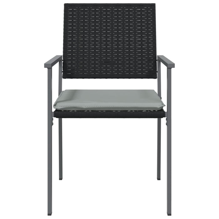 Sedie da Giardino con Cuscini 6pz Nere 54x62,5x89 cm Polyrattan 3187082