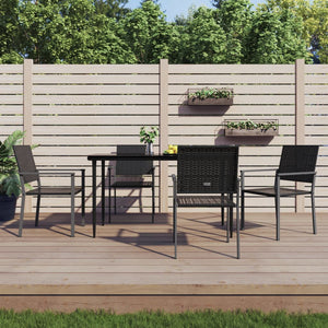 Sedie da Giardino 4 pz Nere 54x62,5x89 cm in Polyrattan 3187083