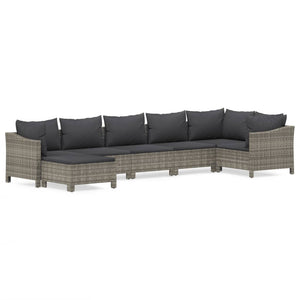 Set Divani da Giardino 7 pz con Cuscini in Polyrattan Grigio 3187293