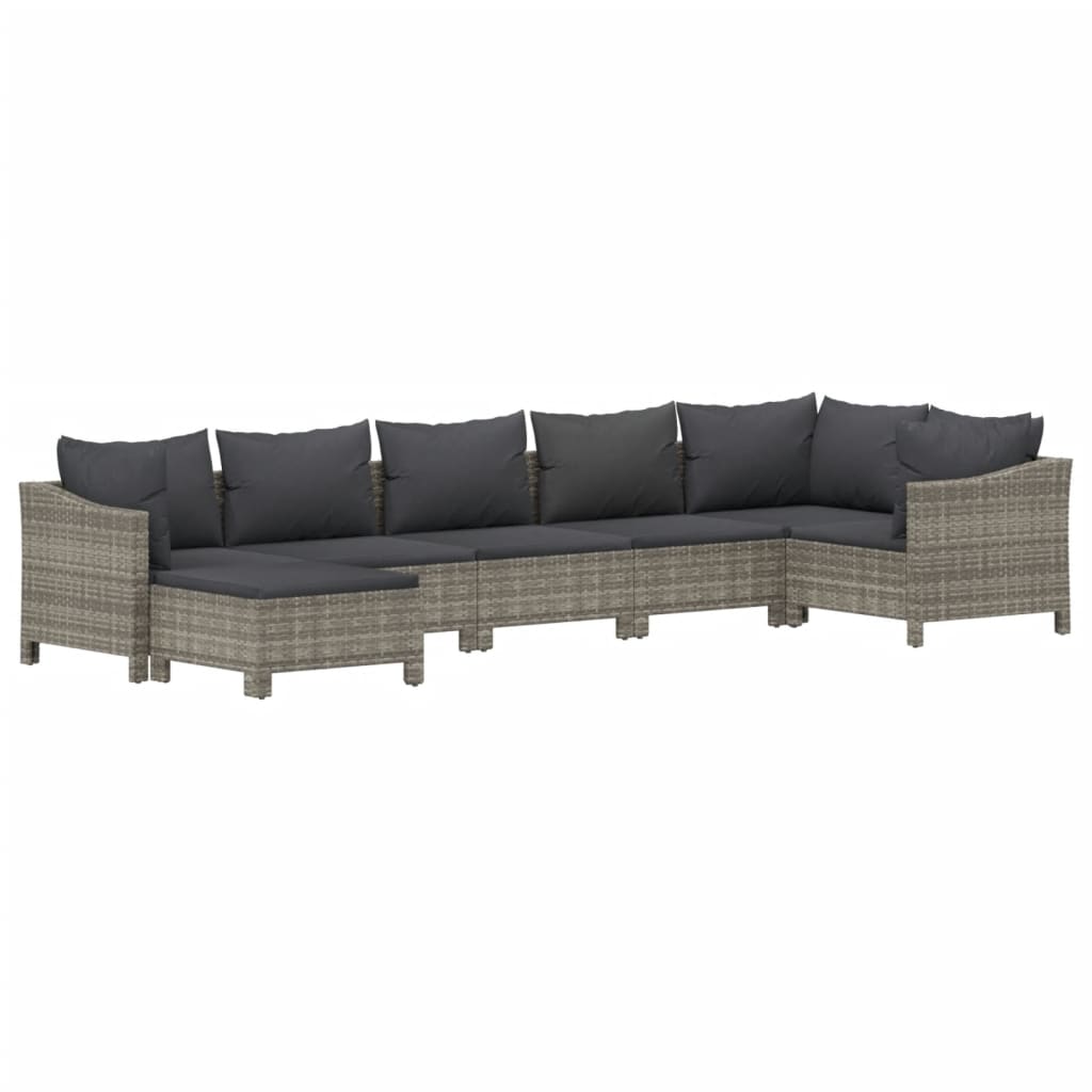 Set Divani da Giardino 7 pz con Cuscini in Polyrattan Grigio 3187293