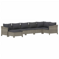 Set Divani da Giardino 7 pz con Cuscini in Polyrattan Grigio 3187293