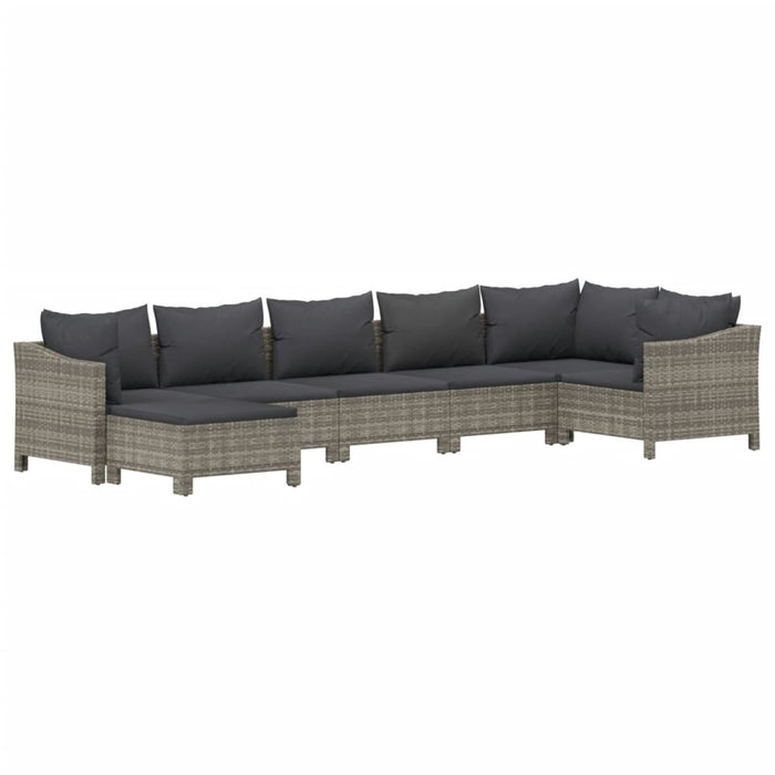 Set Divani da Giardino 7 pz con Cuscini in Polyrattan Grigio 3187293