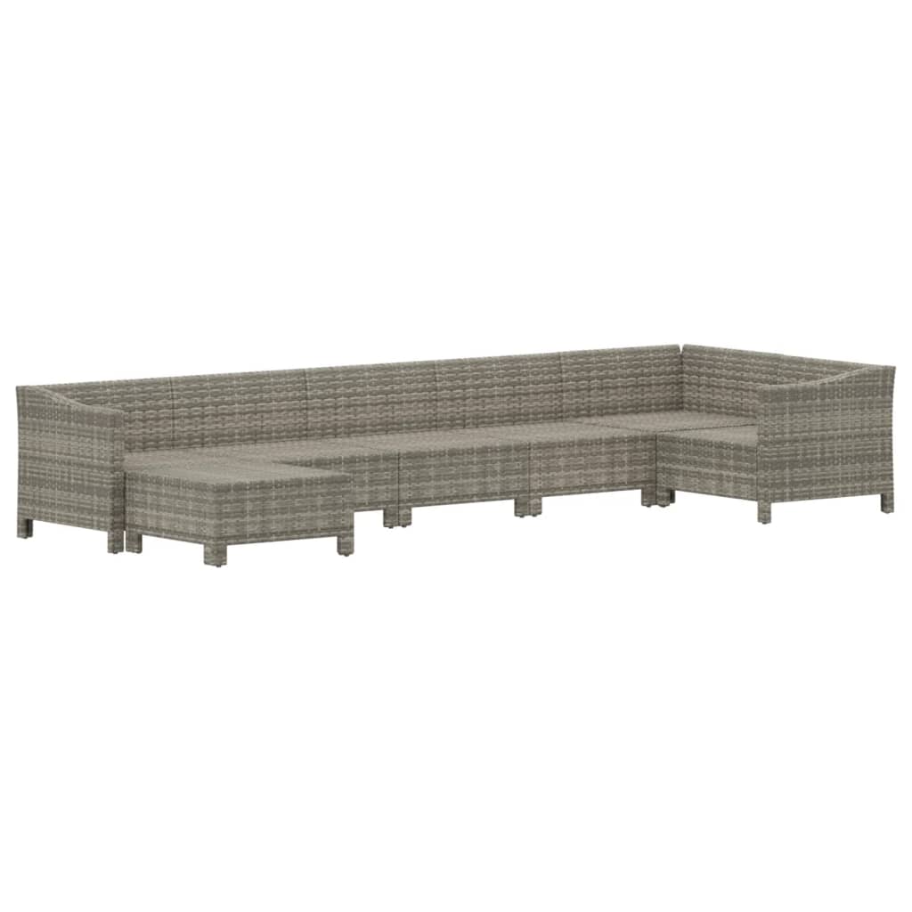Set Divani da Giardino 7 pz con Cuscini in Polyrattan Grigio 3187293