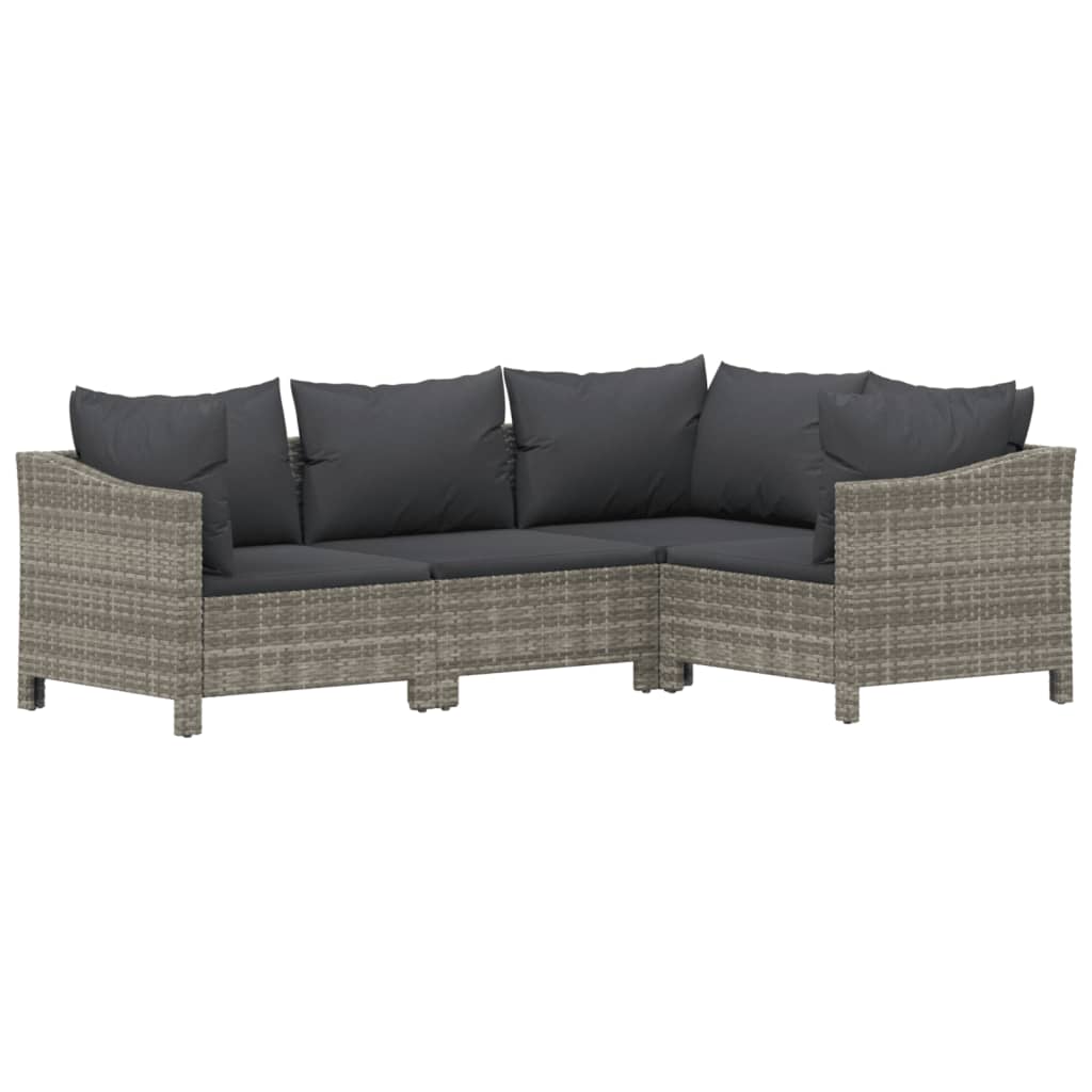 Set Divani da Giardino 7 pz con Cuscini in Polyrattan Grigio 3187293