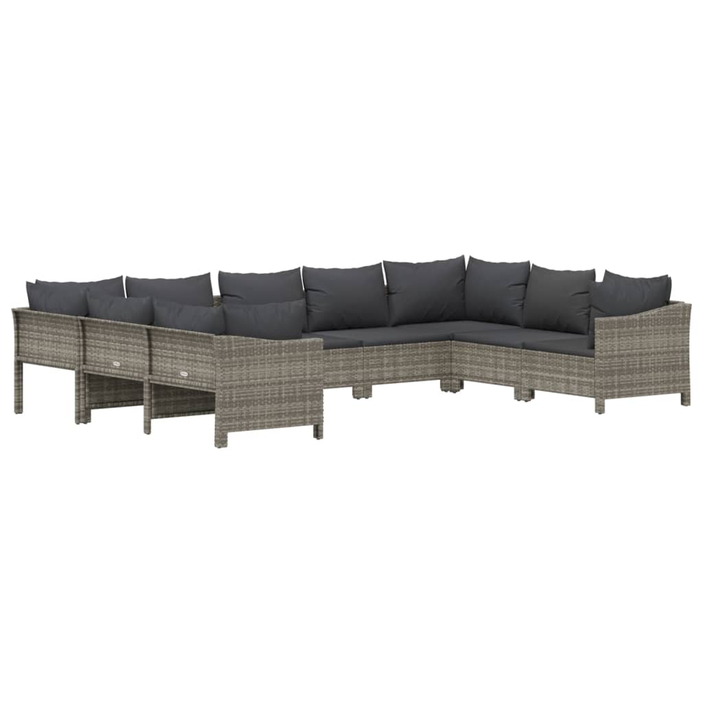 Set Divani da Giardino 9 pz con Cuscini in Polyrattan Grigio 3187304