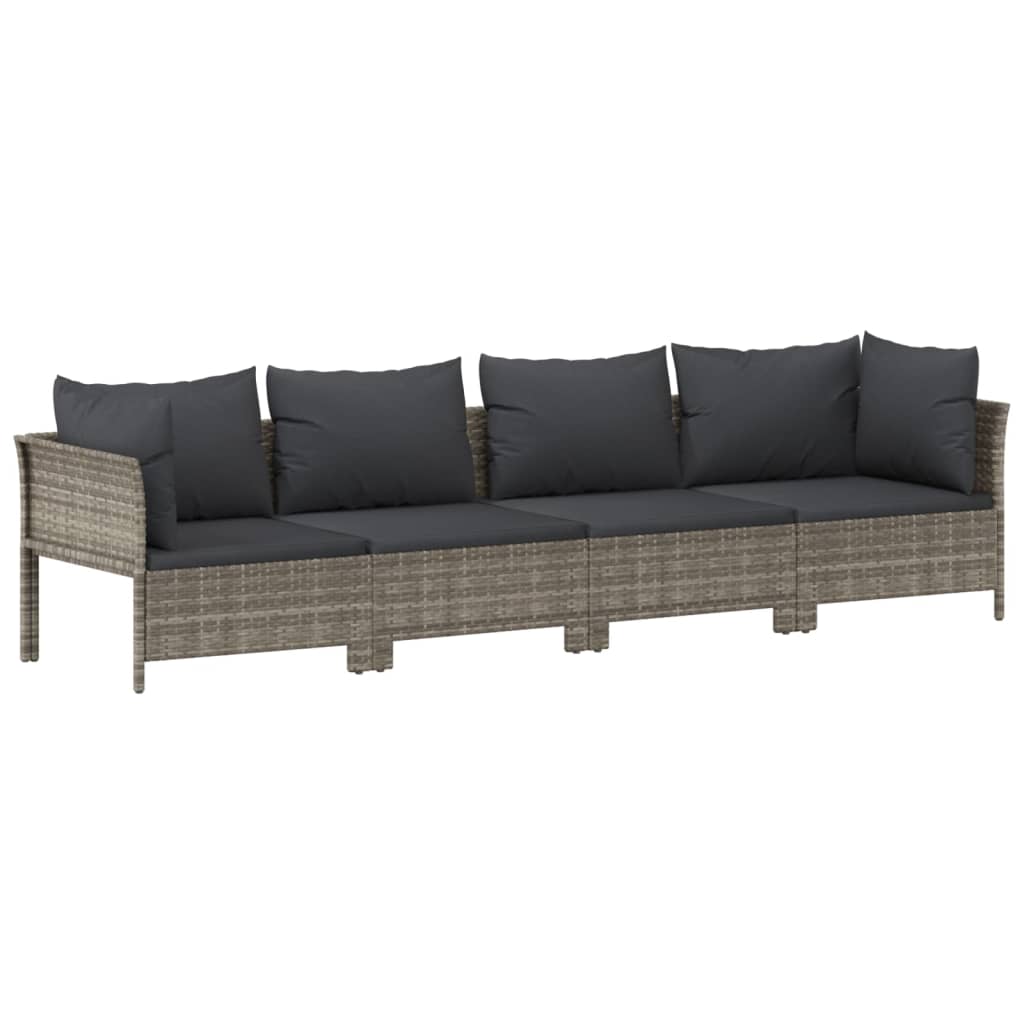 Set Divani da Giardino 9 pz con Cuscini in Polyrattan Grigio 3187304