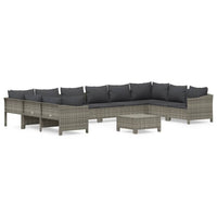 Set Divani da Giardino 11 pz con Cuscini in Polyrattan Grigio 3187307