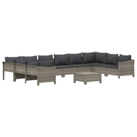 Set Divani da Giardino 11 pz con Cuscini in Polyrattan Grigio 3187307