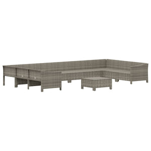 Set Divani da Giardino 11 pz con Cuscini in Polyrattan Grigio 3187307