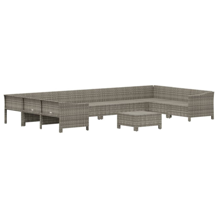 Set Divani da Giardino 11 pz con Cuscini in Polyrattan Grigio 3187307