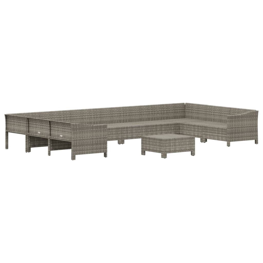 Set Divani da Giardino 11 pz con Cuscini in Polyrattan Grigio 3187307