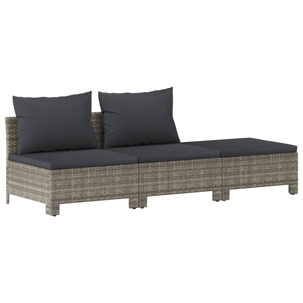Set Divani da Giardino 11 pz con Cuscini in Polyrattan Grigio 3187307
