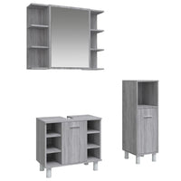 vidaXL Set Mobili da Bagno 3 pz Grigio Sonoma in Legno Multistrato