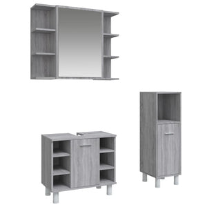 vidaXL Set Mobili da Bagno 3 pz Grigio Sonoma in Legno Multistrato