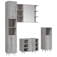 vidaXL Set Mobili da Bagno 4 pz Grigio Sonoma in Legno Multistrato