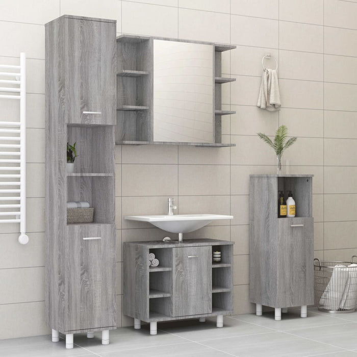 vidaXL Set Mobili da Bagno 4 pz Grigio Sonoma in Legno Multistrato