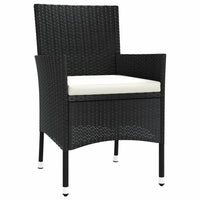Set da Pranzo da Giardino 7 pz Nero con Cuscini in Polyrattan 3187320
