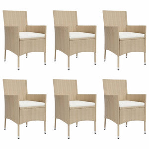 Set da Pranzo da Giardino 7 pz con Cuscini Beige in Polyrattan 3187352