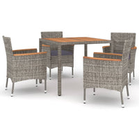 Set da Pranzo da Giardino 5 pz con Cuscini in Polyrattan Grigio 3187365