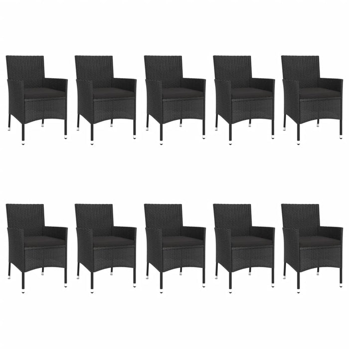Set da Pranzo da Giardino 11 pz con Cuscini in Polyrattan Nero 3187403