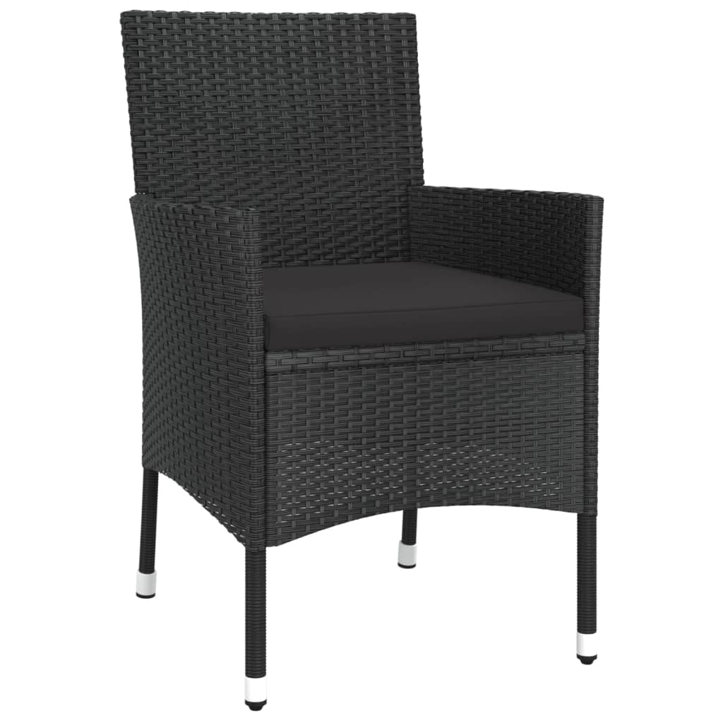 Set da Pranzo da Giardino 11 pz con Cuscini in Polyrattan Nero 3187403