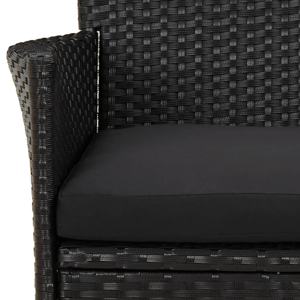 Set da Pranzo da Giardino 11 pz con Cuscini in Polyrattan Nero 3187403