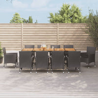 Set da Pranzo da Giardino 11 pz con Cuscini in Polyrattan Nero 3187403