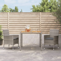 Set da Pranzo da Giardino 3 pz con Cuscini in Polyrattan Grigiocod mxl 69466
