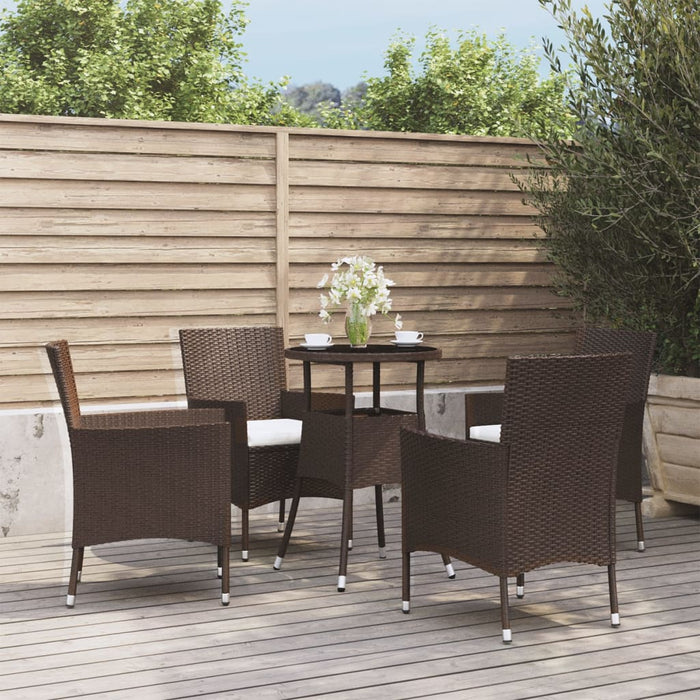 Set Bistrò da Giardino 5 pz con Cuscini in Polyrattan Marrone 3187413