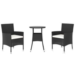 Set Bistrò da Giardino 3 pz con Cuscini in Polyrattan Nero 3187414