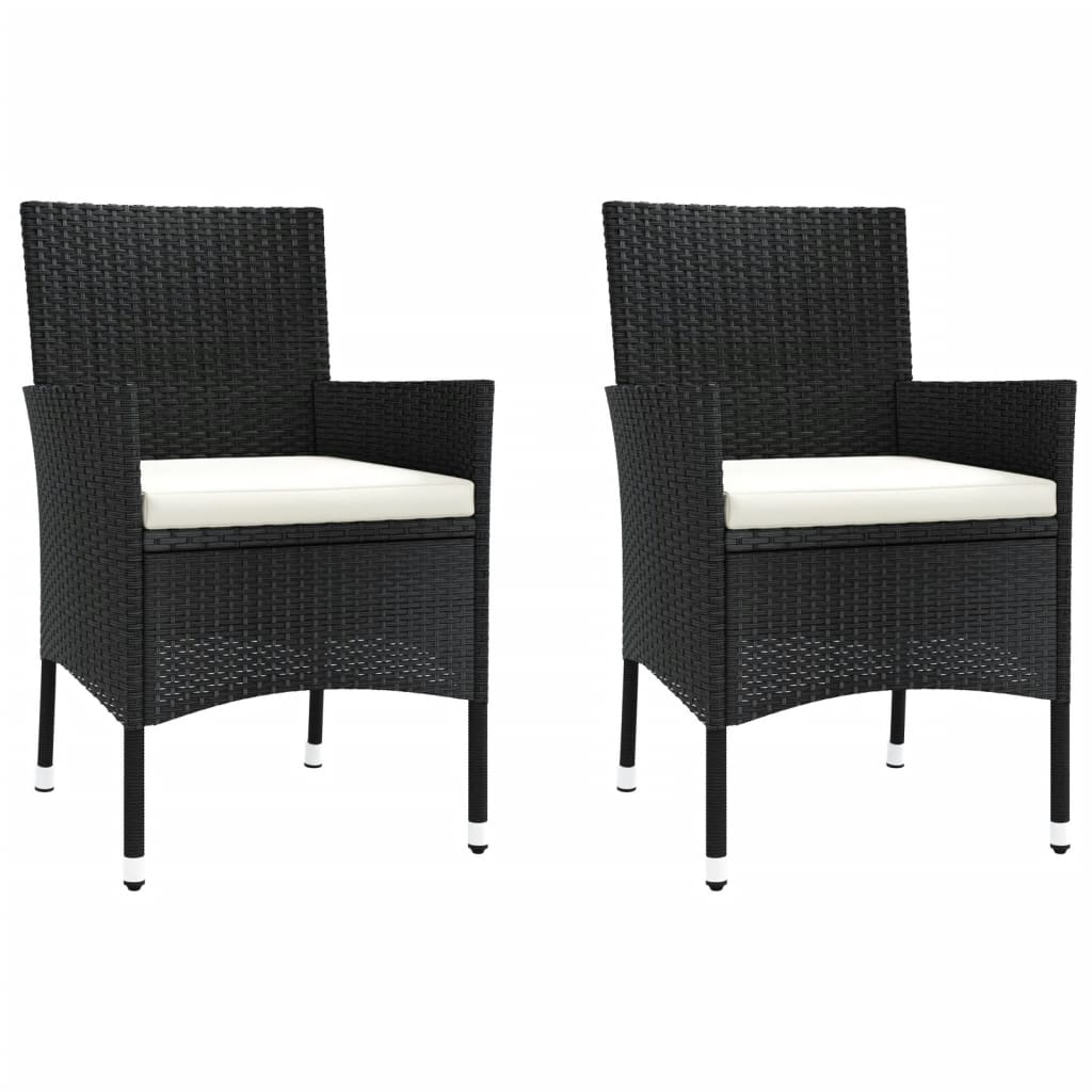 Set Bistrò da Giardino 3 pz con Cuscini in Polyrattan Nero 3187414