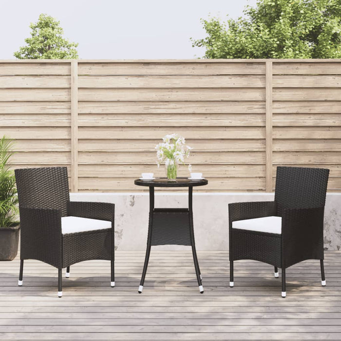 Set Bistrò da Giardino 3 pz con Cuscini in Polyrattan Nero 3187414