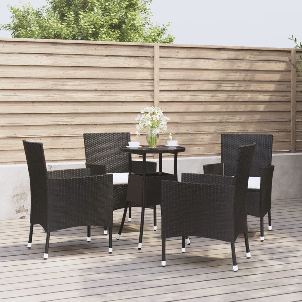 Set Bistrò da Giardino 5 pz con Cuscini in Polyrattan Nero 3187415