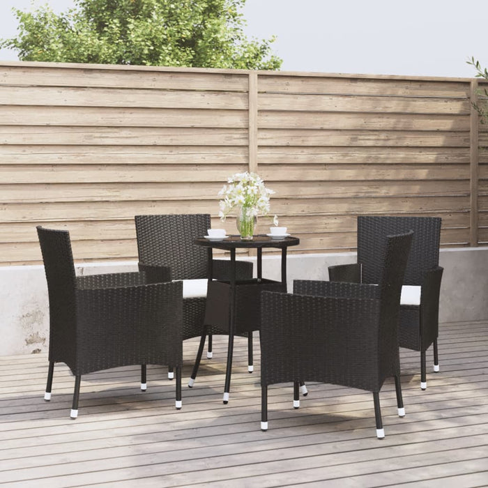 Set Bistrò da Giardino 5 pz con Cuscini in Polyrattan Nero 3187415
