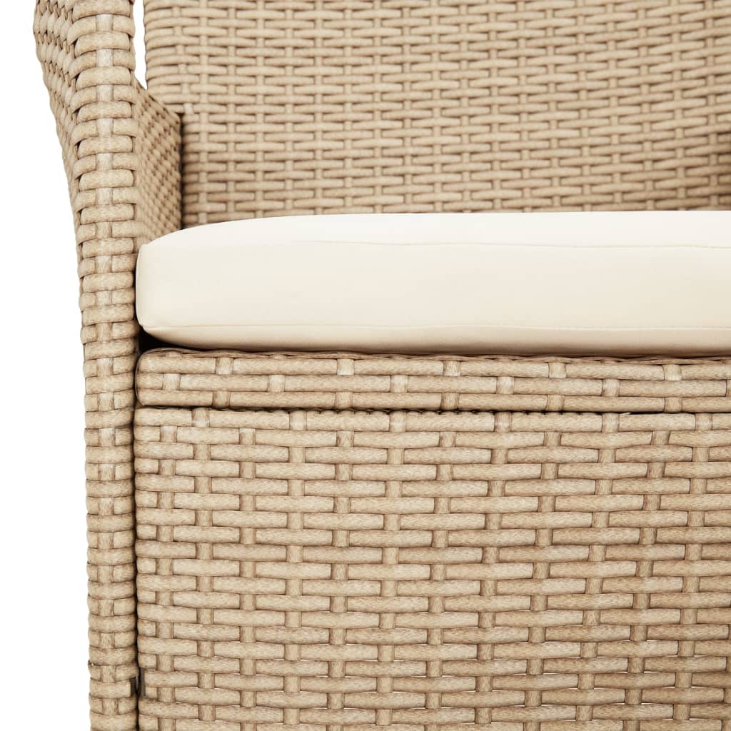 Set da BistrÃ² da Giardino 3 pz con Cuscini Beige in Polyrattan