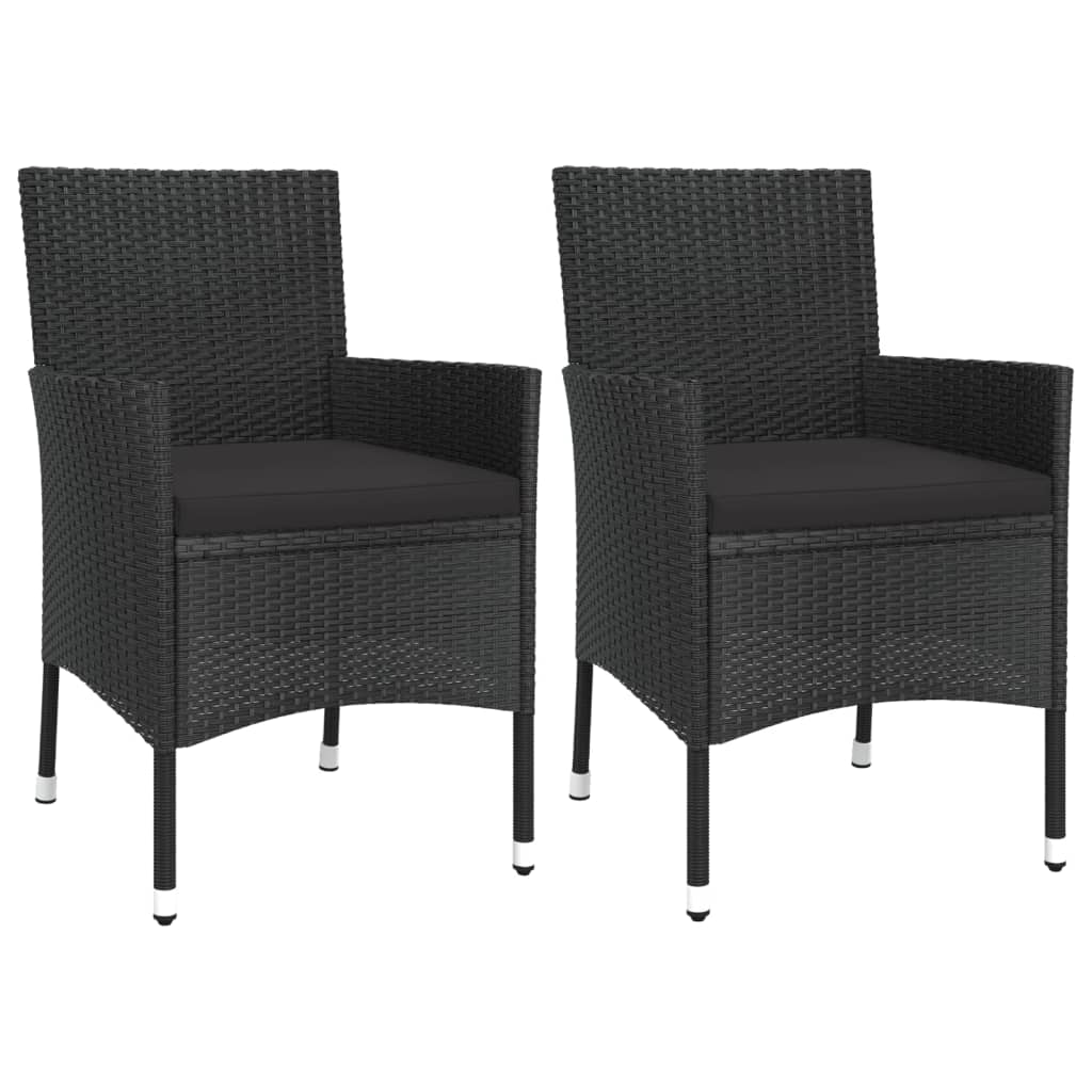 Set Bistrò da Giardino 3 pz con Cuscini in Polyrattan Nero 3187426