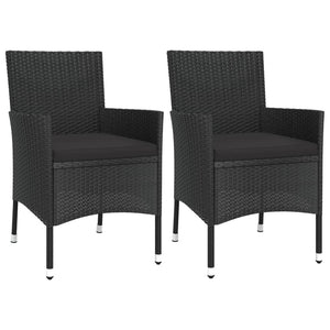 Set Bistrò da Giardino 3 pz con Cuscini in Polyrattan Nero 3187426
